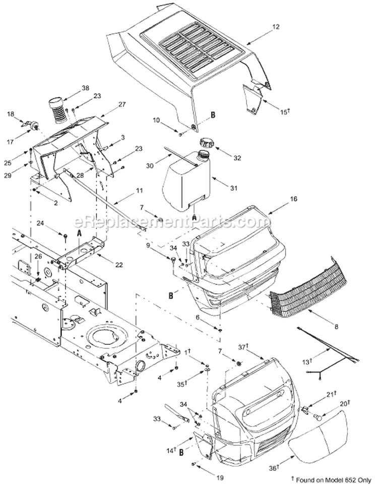 Page F Diagram and Parts List for 13AC650F000 2004 Yard Machines Lawn Tractor